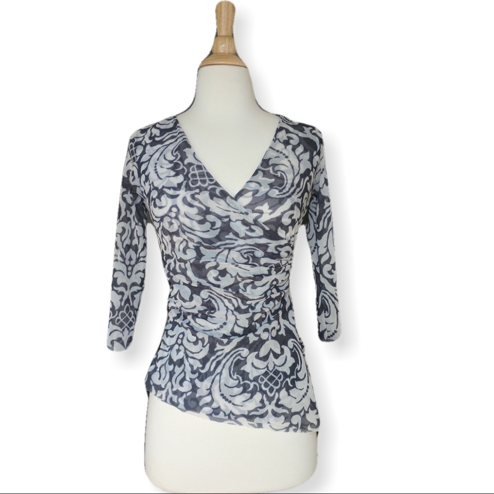 Anthro faux wrap top w asymmetrical hem